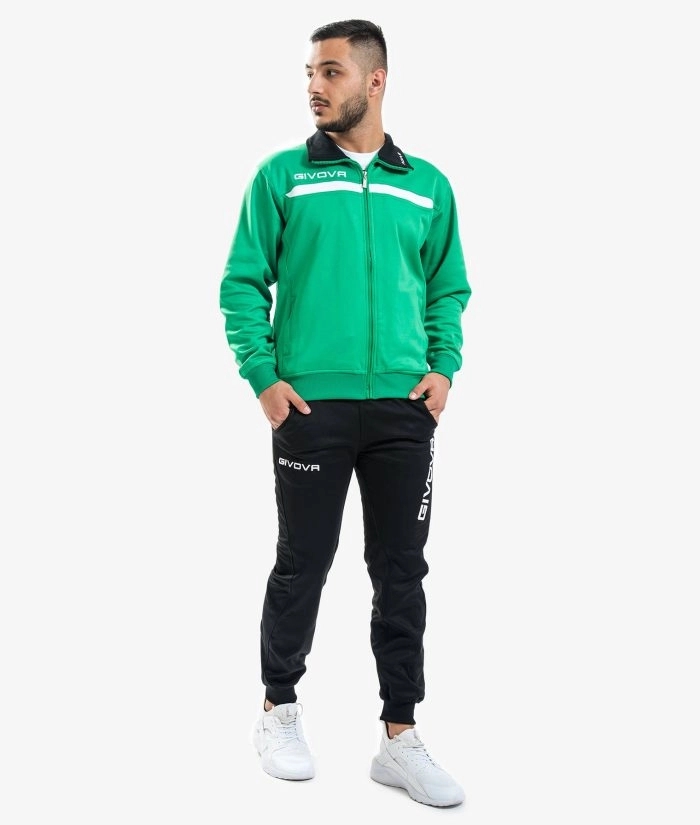 Givova One Full Zip melegítő szett unisex zöld-fekete 1310 demo