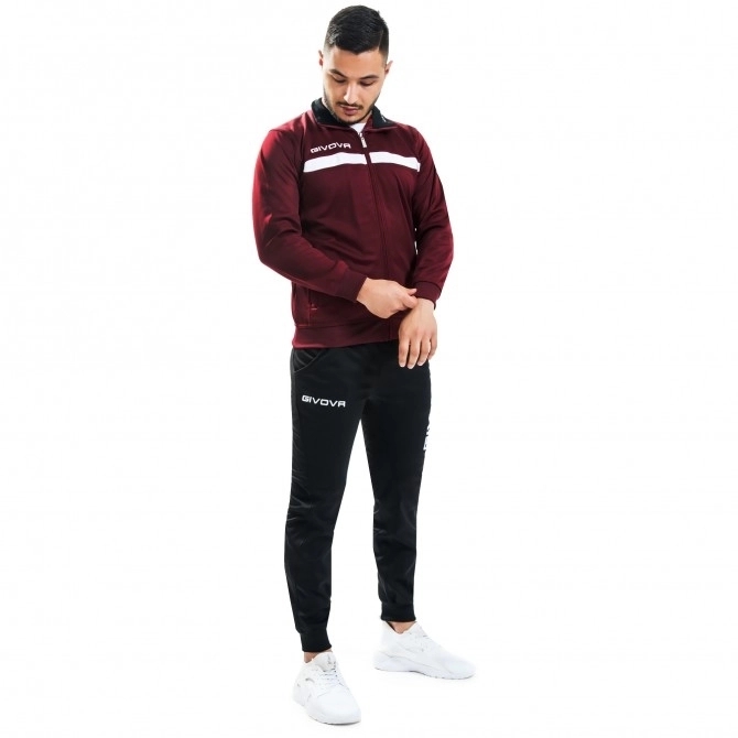 Givova One Full Zip melegítő szett unisex bordó-fekete 0810 demo