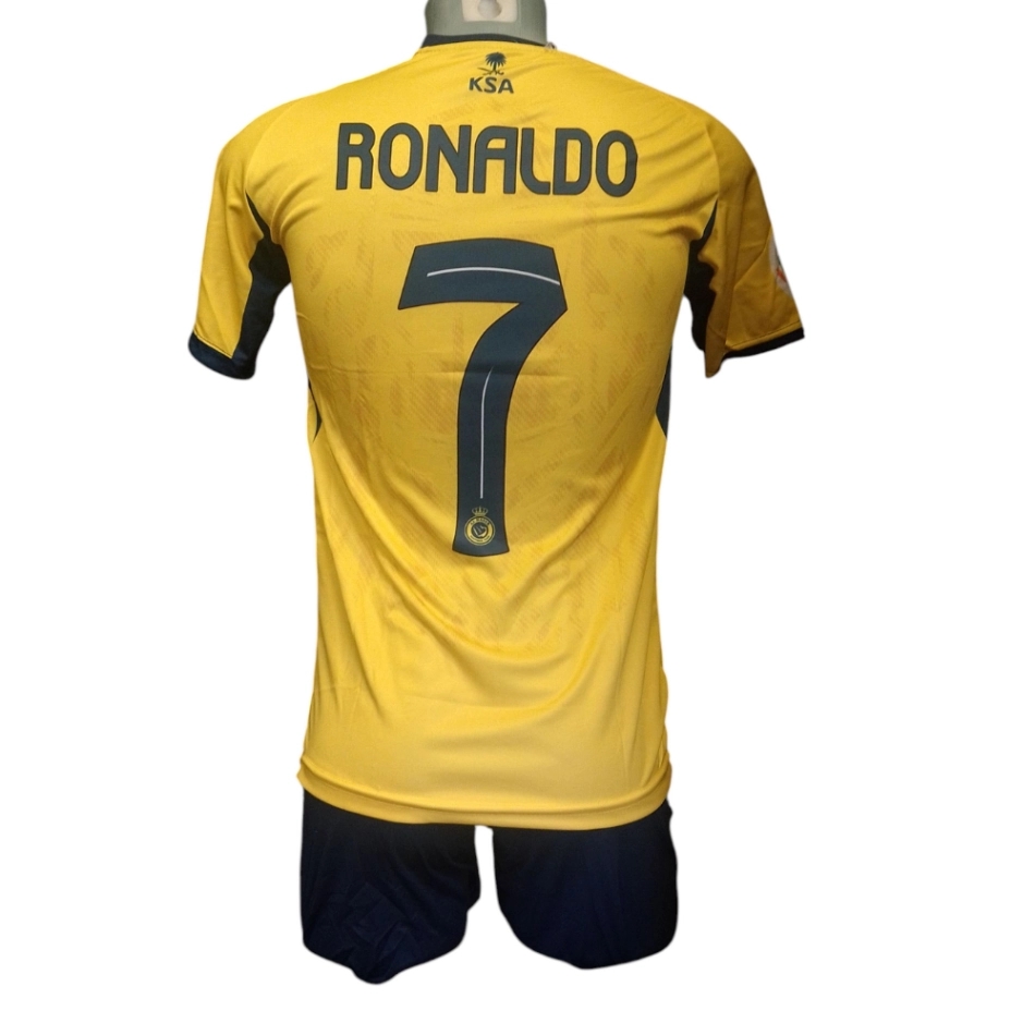 Focimez nadrággal Replika Al Nassr Ronaldo sárga-sötétkék demo